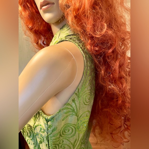 Gently Used!🤩Chetta B😎 gorgeous olive green 100% silk and sequin dress/size-8 - Picture 6 of 9